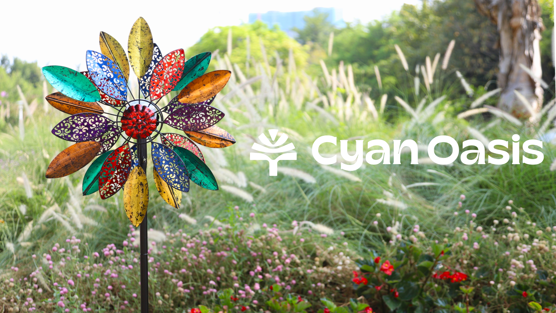 Amazon.com: Cyan Oasis Solar Garden Wind Spinners with Light